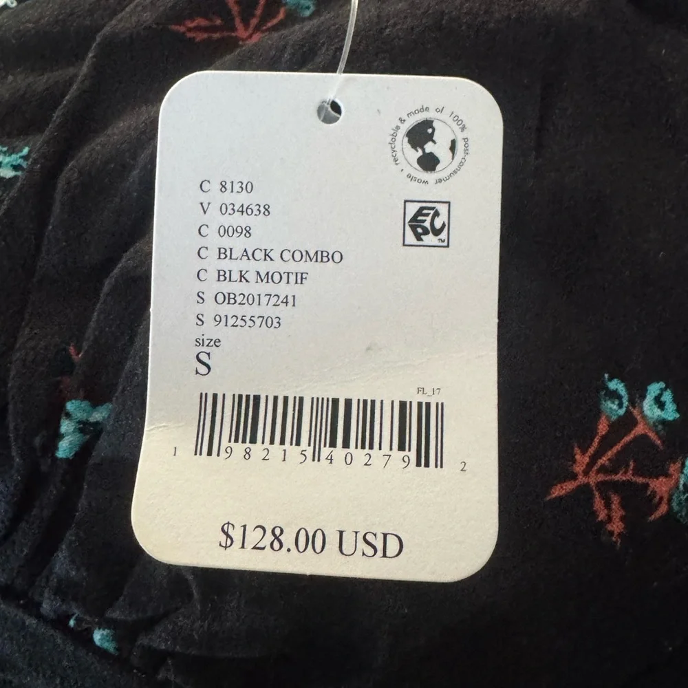 $128 New Free People Everyone's Favorite Womens Mini Dress Black Floral‎ Small